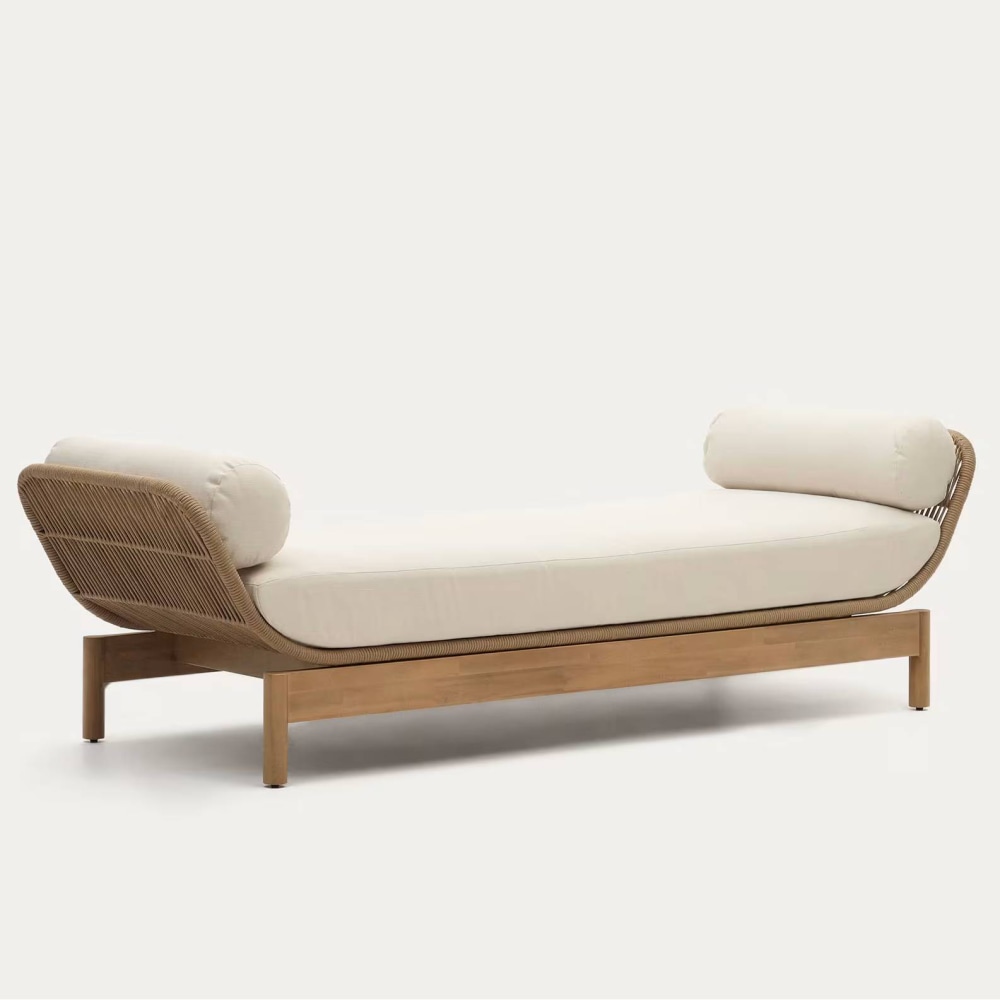 ДИВАН CATALINA ИЗ ВЕРЕВКИ И МАССИВА АКАЦИИ БЕЖЕВЫЙ 208 X 70 СМ