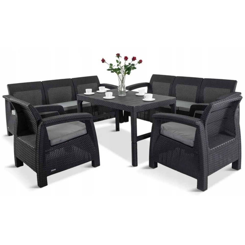 Комплект садовой мебели Keter Corfu Fiesta Lyon Max Garden Set Графит