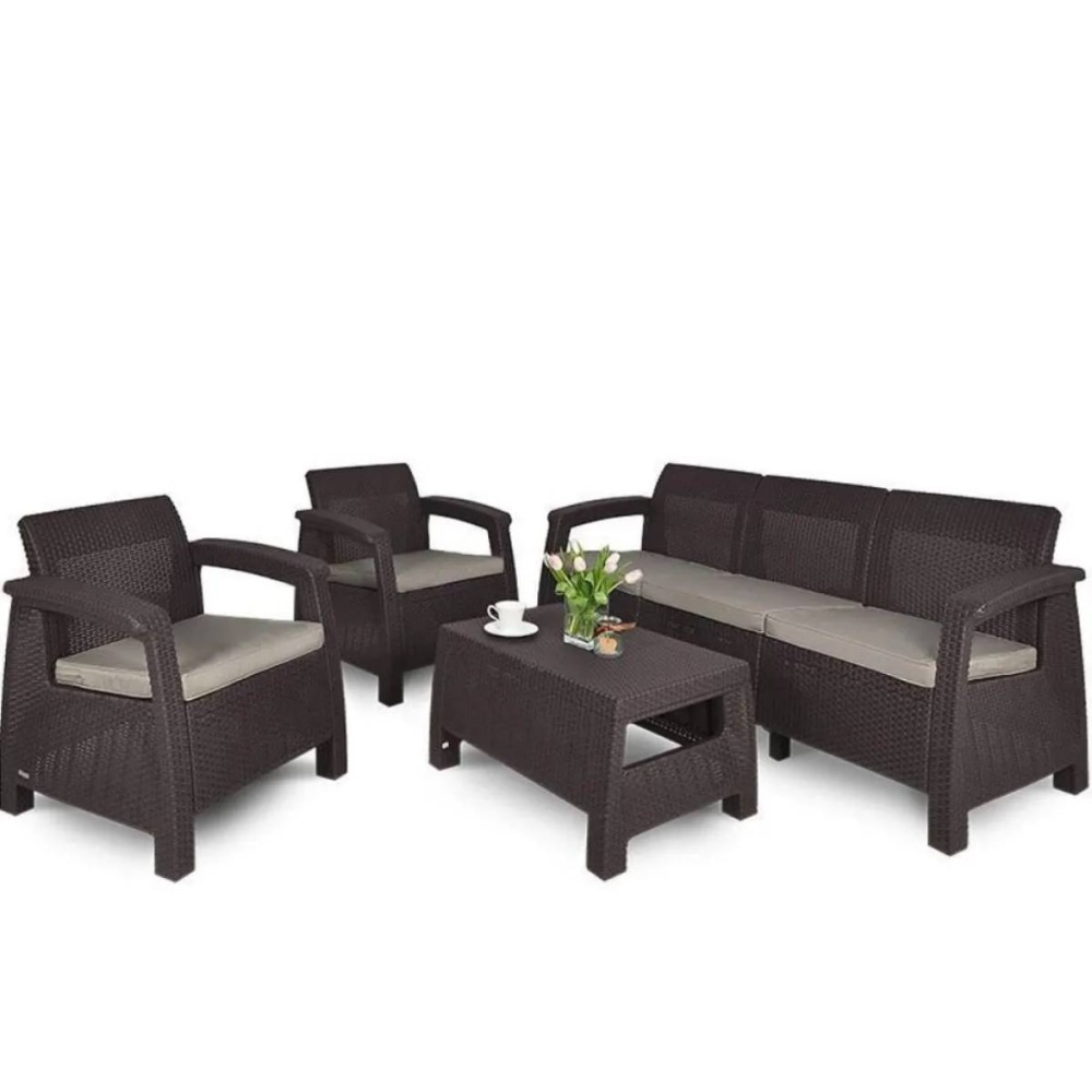 Комплект садовой мебели Keter Corfu Set Max Grafit Taupe Curver Графит
